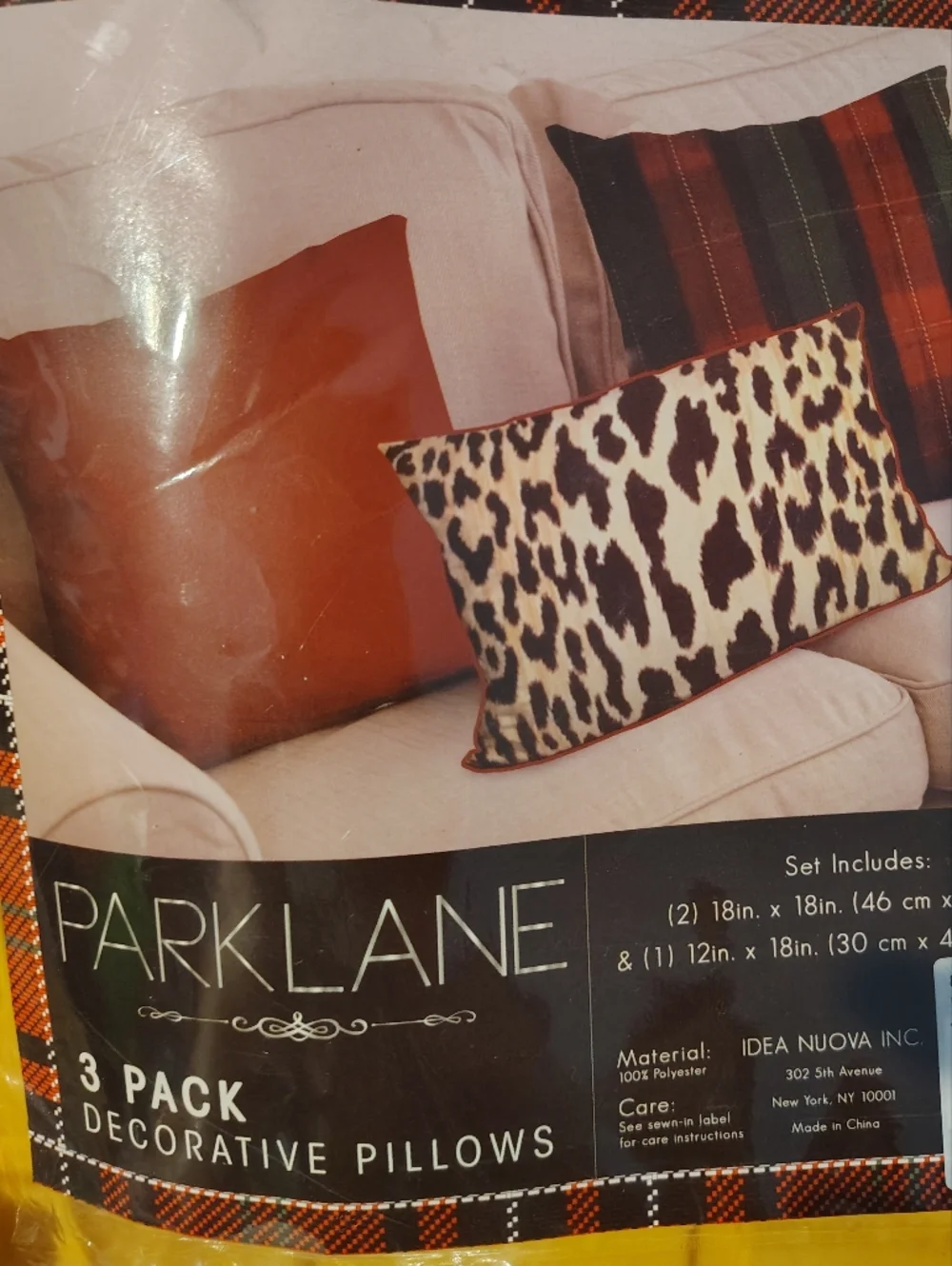 🆕3PC Accent Pillows In Wine, Leopard & Red Green Checkered Print